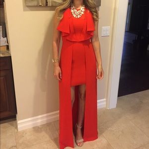 BCBGMaxazria Designer high low orange dress gown